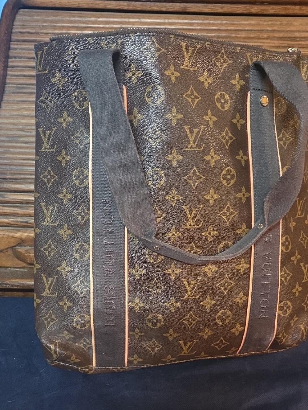 Louis Vuitton Brown Monogram Canvas Shoulder Tote with Tan Trim - Picture 1 of 1